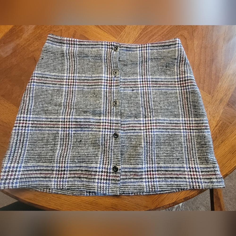 Plaid Button-Front Skirt